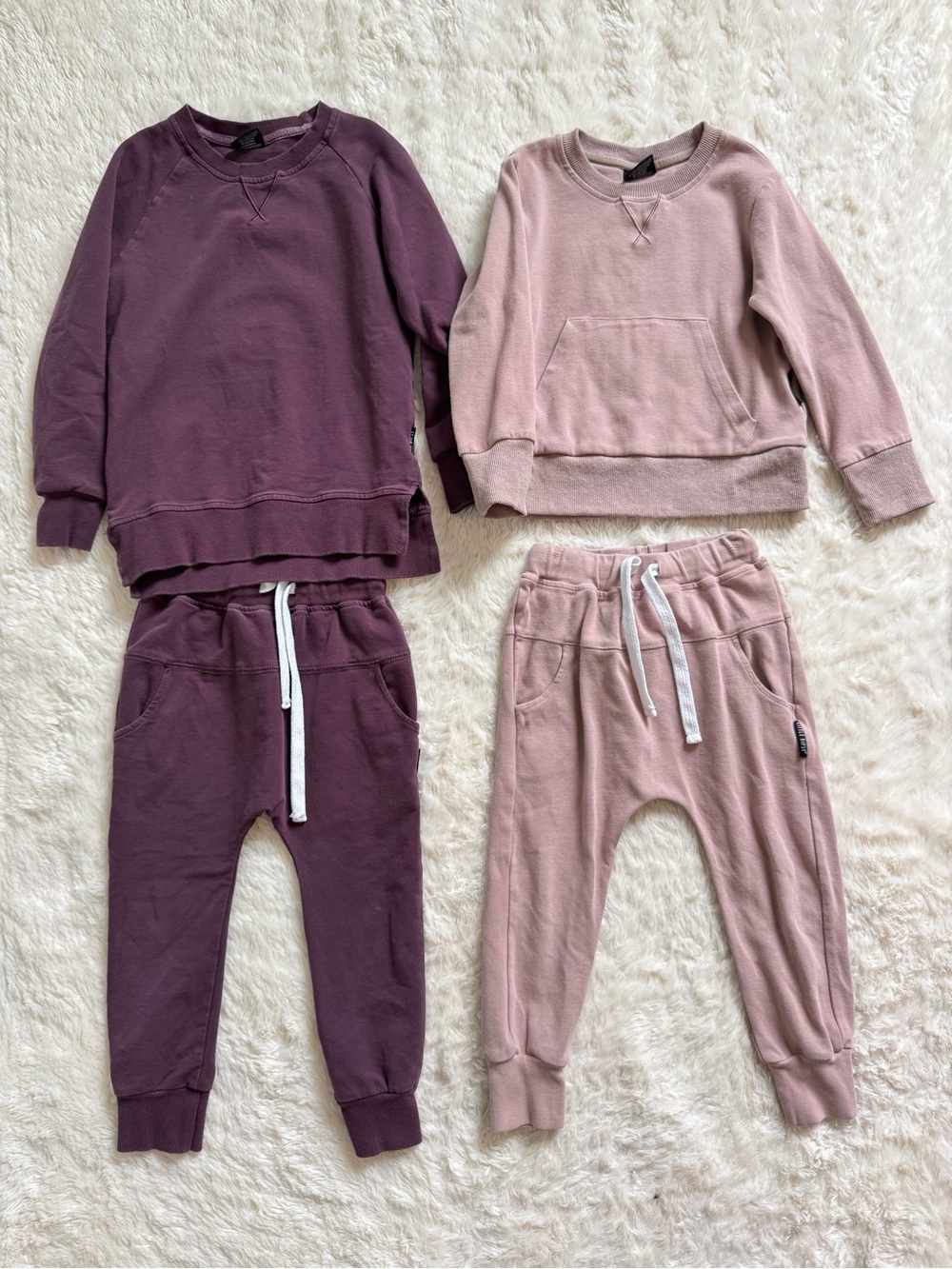 Little Bipsy Jogger Set Bundle Mauve & Black Cherry Pullovers and Joggers - 4-5T